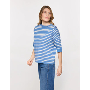 Camiseta de Punto a Rayas Azul - Gratera