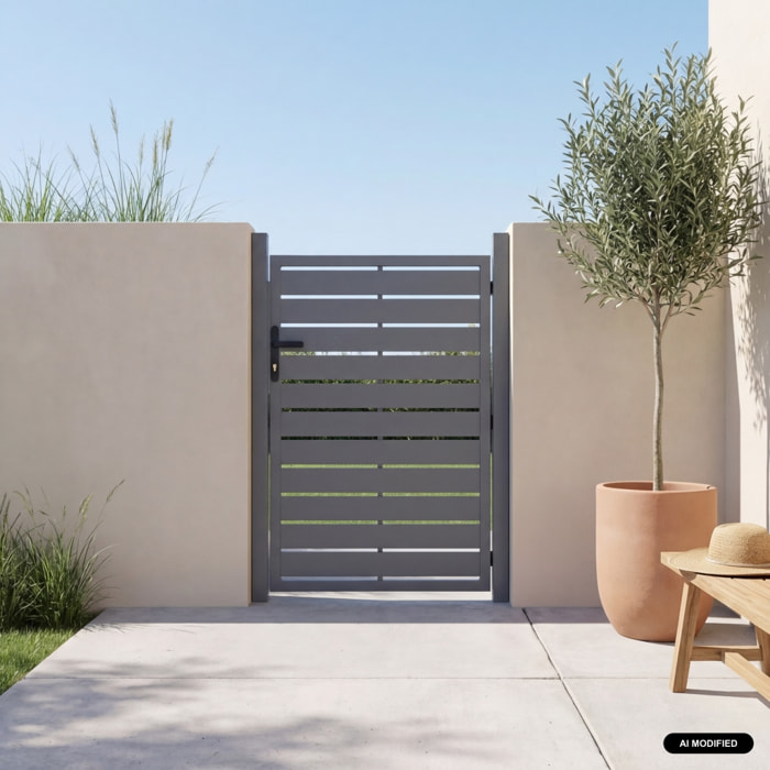 Portillon battant de jardin aluminium avec serrure et poignée PORTILLON ALUMINIUM 100X146CM