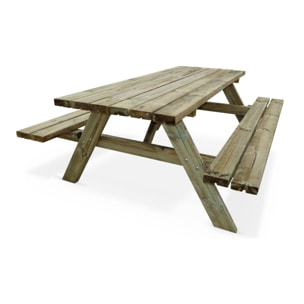 Table de pique nique bois de pin + 2 bancs PANCHINA