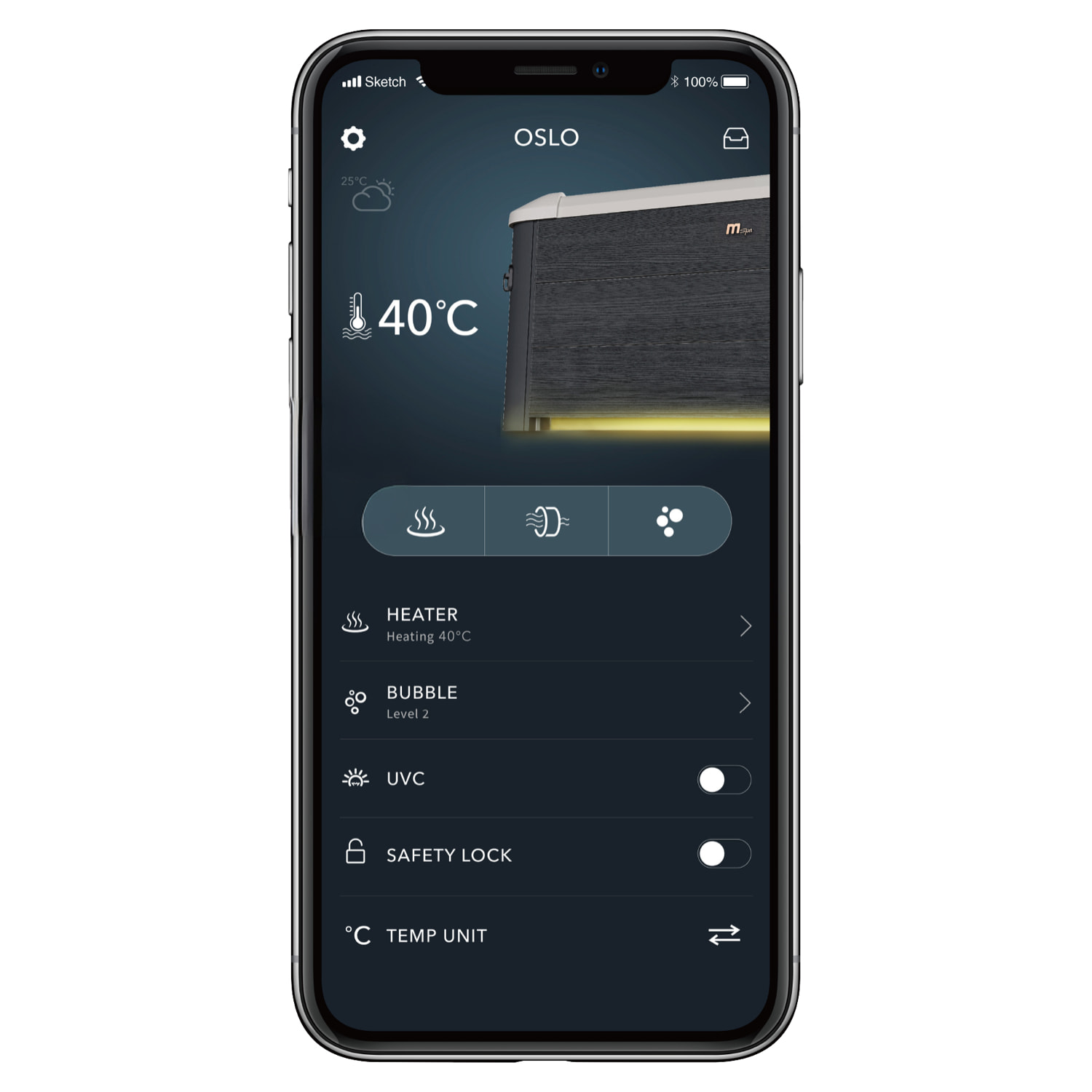 MSPA - Spa rigide connecté carré 180cm OSLO AERO PLUS - 6 places + lot de 8 filtres