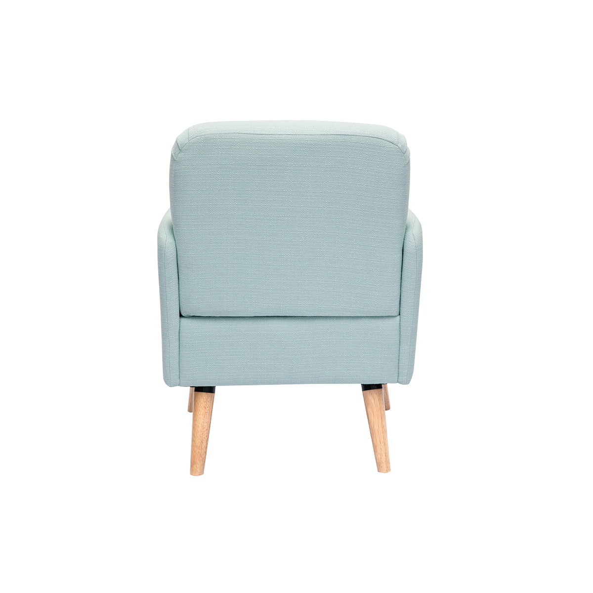 Fauteuil scandinave en tissu menthe à l'eau et bois clair ISKO