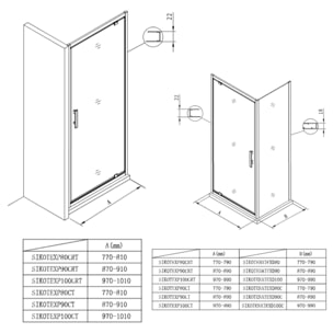Porte de douche 80x195 cm SAT TEX chrome brillant (SIKOTEXP80CRT)