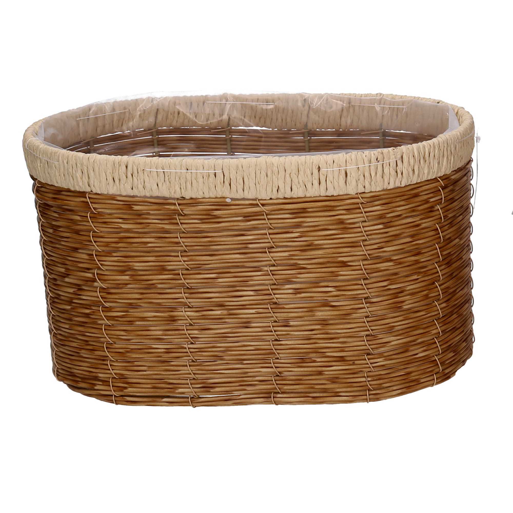 Set di 2 portavasi Vacchetti in polyrattan naturale ovale cm28x18h16