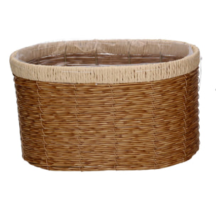 Set di 2 portavasi Vacchetti in polyrattan naturale ovale cm28x18h16