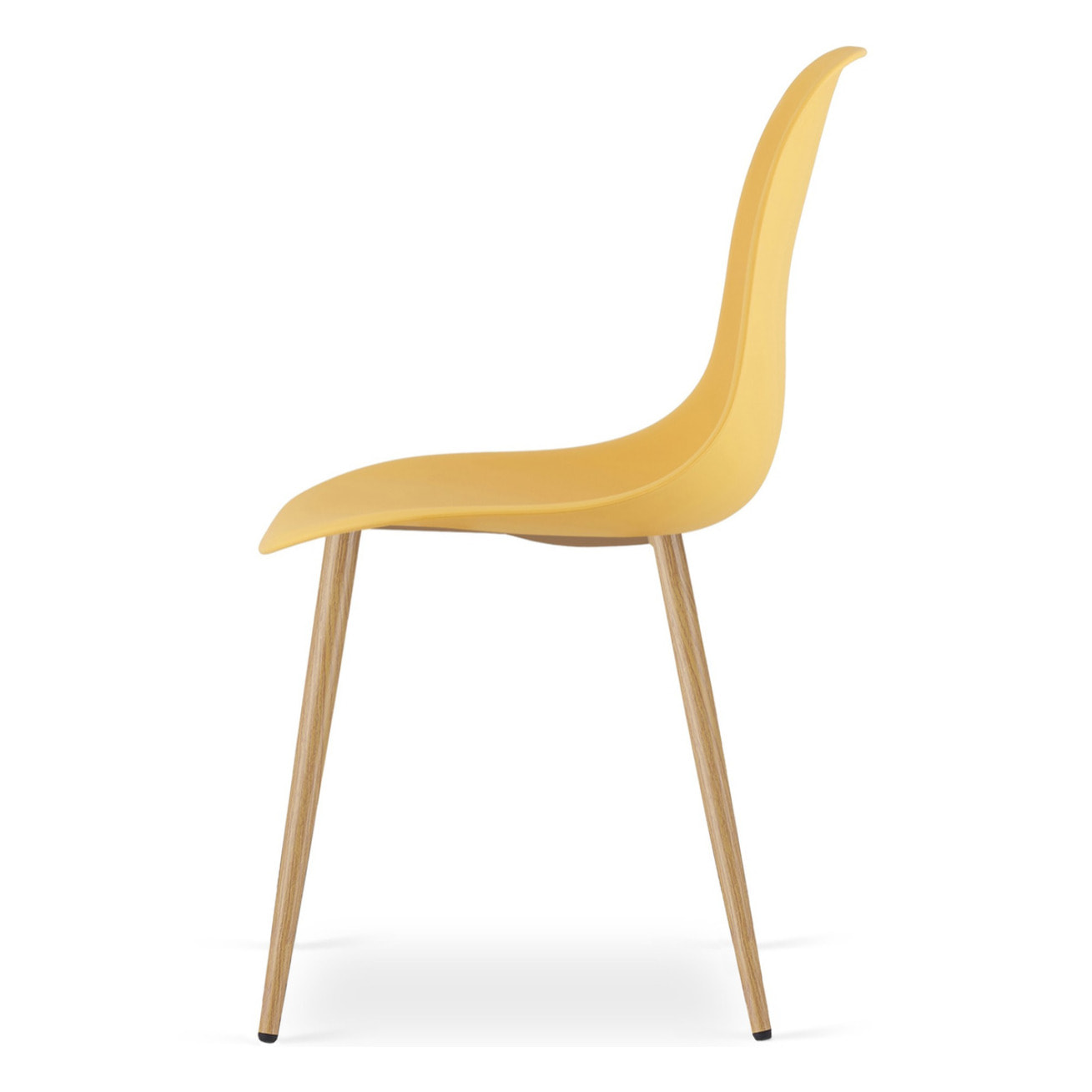 Sedia scandinava WAT color senape con gambe effetto legno