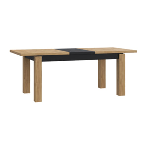 Table extensible 160/206cm en bois effet chêne & noir - FACTORY