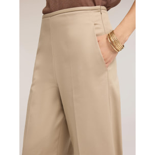 Motivi - Pantaloni palazzo in gabardina con piega stirata - Beige