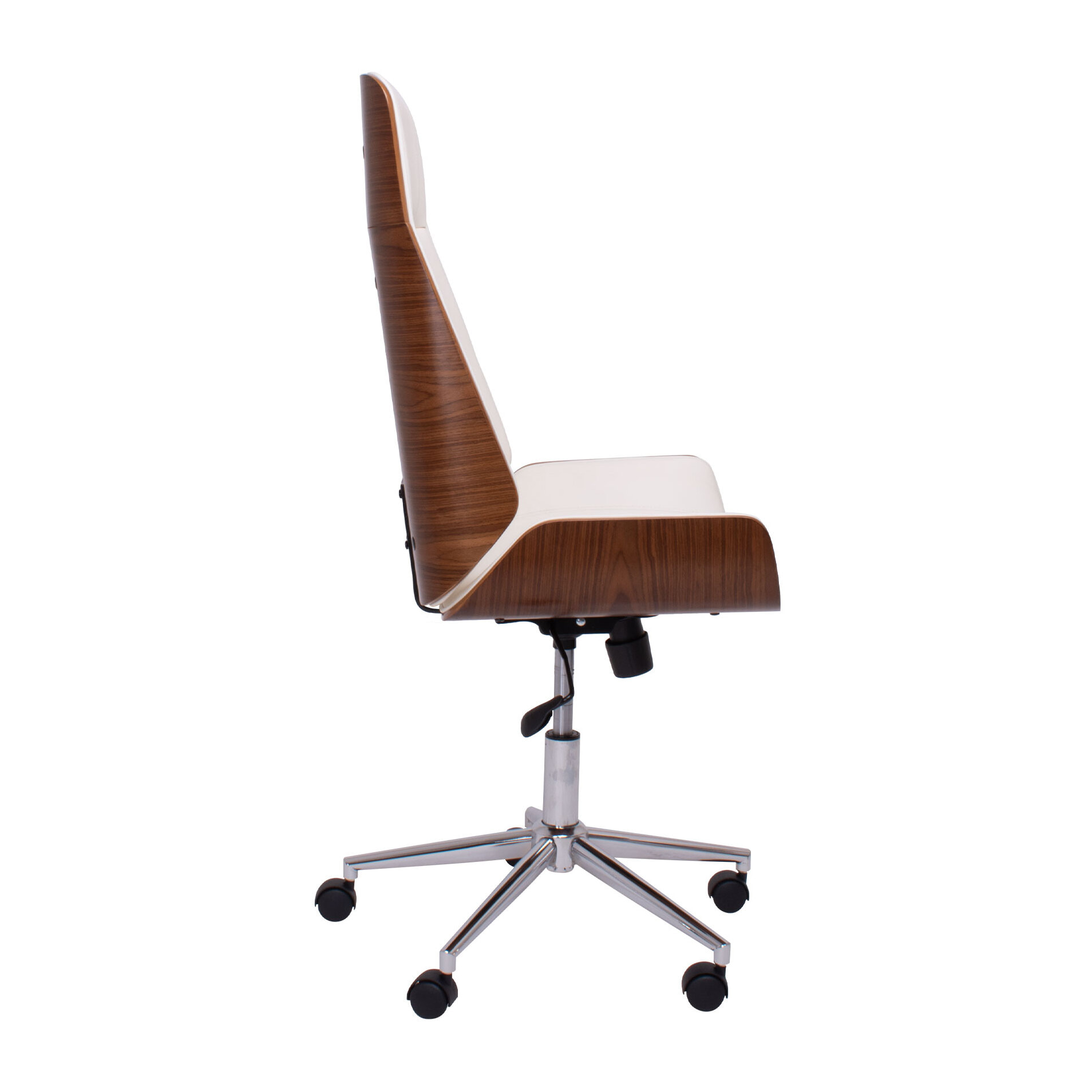 Svezia - Sedia da Ufficio Direzionale 54x109/119x42 cm in legno Parawood e Similpelle Bianco
