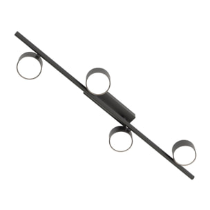 Lampada da soffitto BET 4 in acciaio nero opaco