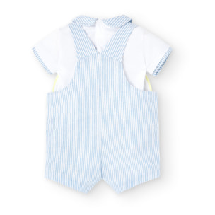 Conjunto combinado bebé niño, estampado rayas, azul claro