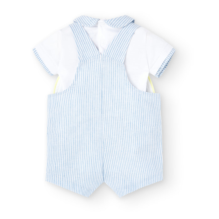 Conjunto combinado bebÃ© niÃ±o, estampado rayas, azul claro