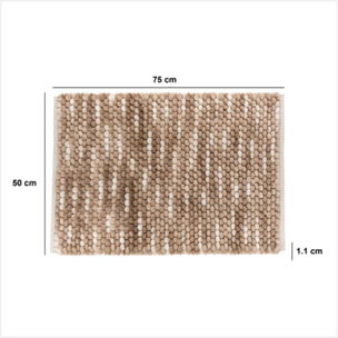 Tapis de bain boule en coton beige 75x50cm