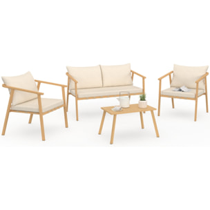 Salon de jardin Paros 4 places bois et beige