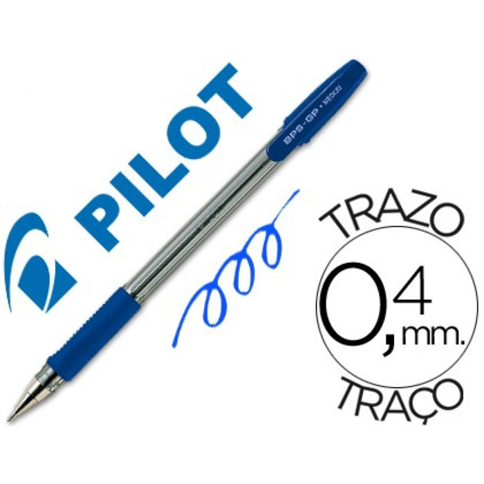 Boligrafo pilot bps-gp azul sujecion de caucho tinta base de aceite con capuchon (Pack de 12 uds.)