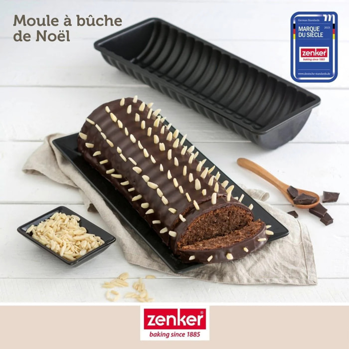 Lot comprenant 1 moule à buche de Noël, 1 spatule Zenker et 2 bols à mixer en inox Fackelmann