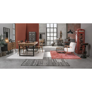 Set di sedie CROSS in legno di olmo naturale e rattan naturale