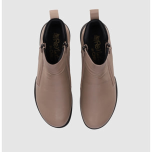 Botines de Piel - Taupe - Tacón: Bajo