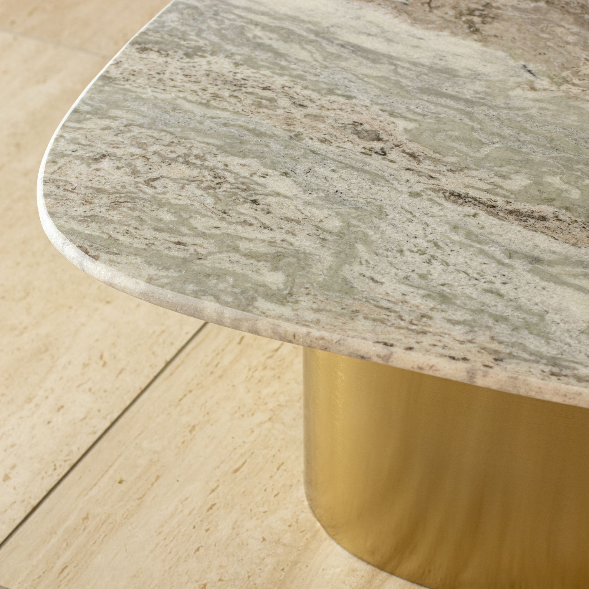 Table basse en marbre gris et pied en métal doré FEDJE