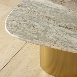 Table basse en marbre gris et pied en métal doré FEDJE