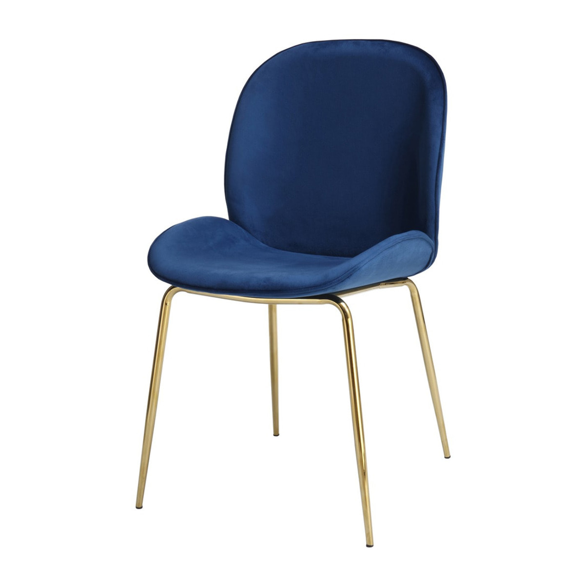 Set di 2 sedie Charlize in velluto blu e ottone