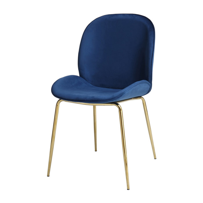 Set di 2 sedie Charlize in velluto blu e ottone