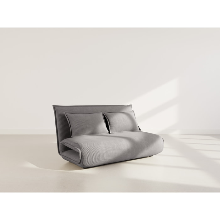 Candice - Banquette 2 places convertible clic-clac en velours côtelé - Gris foncé