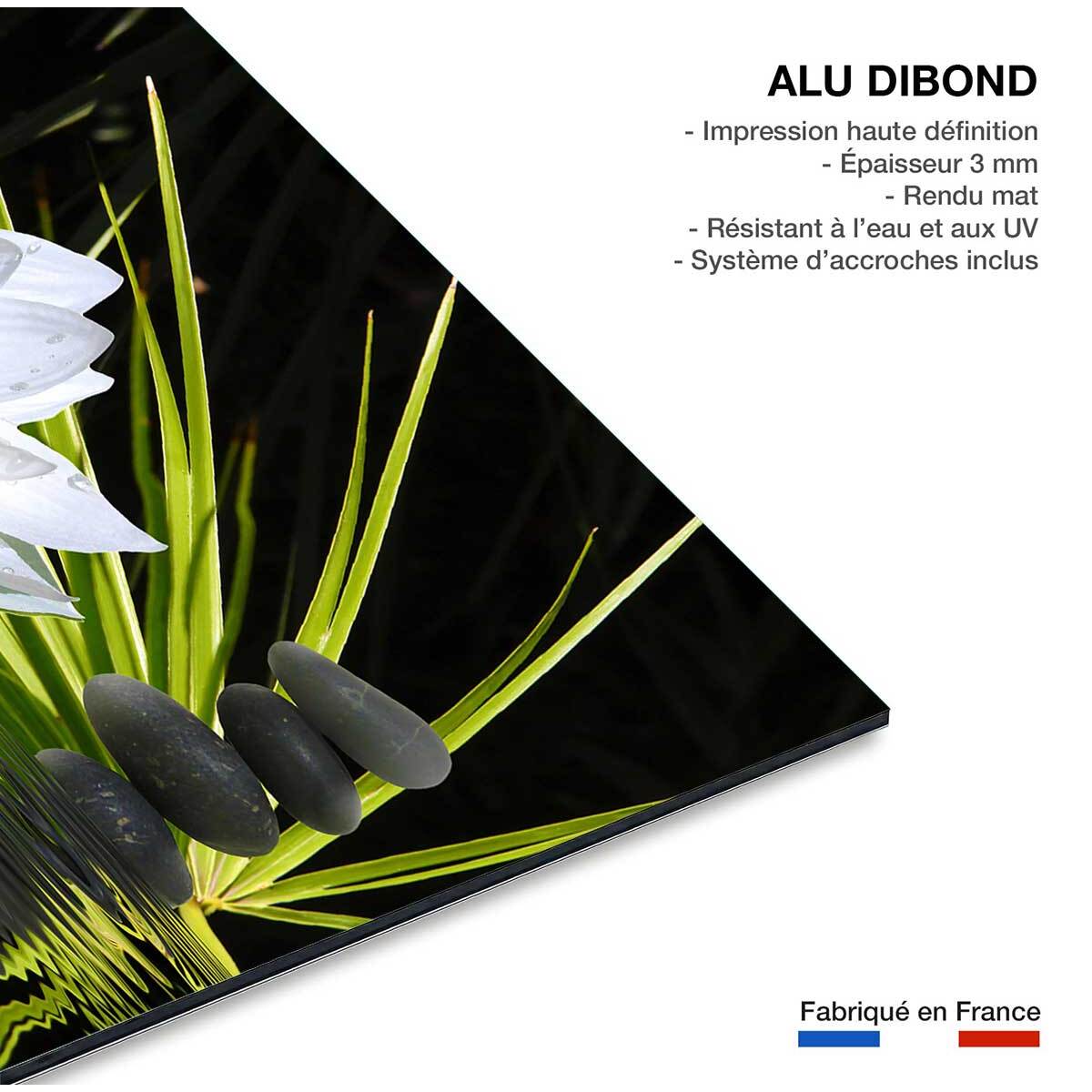 Tableau fleur de lotus et galets Tableau alu Dibond