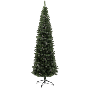 Árbol de Navidad 225 cm Árbol de Navidad Artificial con 980 Ramas 75 Piñas y Soporte de Metal Árbol Navideño para Salón Interior Verde