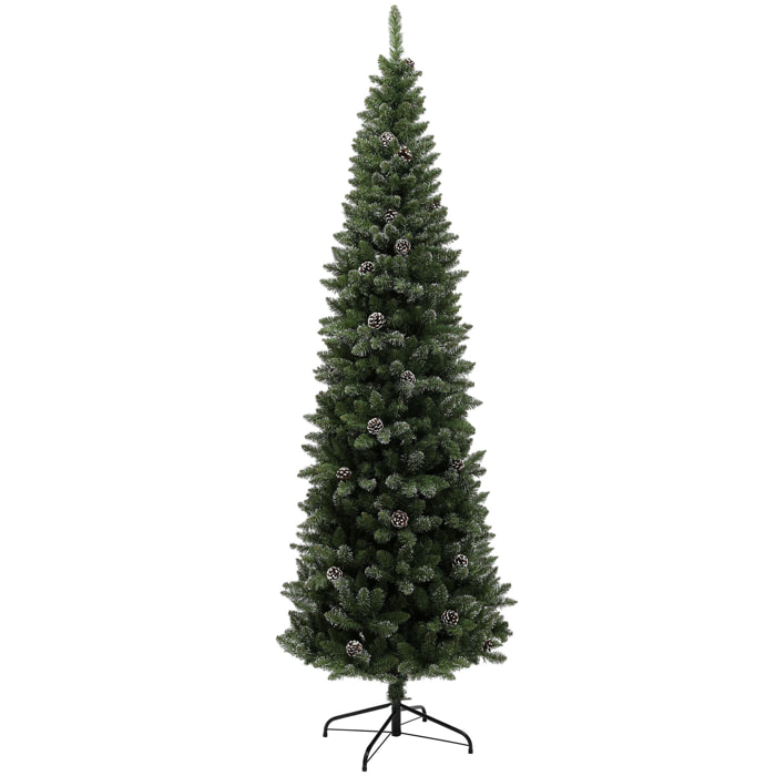 Árbol de Navidad 225 cm Árbol de Navidad Artificial con 980 Ramas 75 Piñas y Soporte de Metal Árbol Navideño para Salón Interior Verde