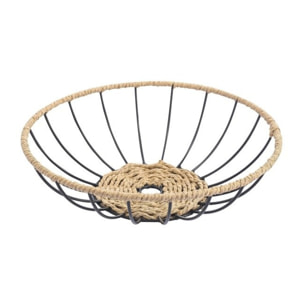 Corbeille à  fruits design industriel Acier & corde en papier WAPI Noir mat MSV