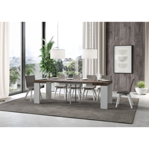 Mesa extensible 90x90/246 cm Roxell Mix tapa Nogal patas Fresno Blanco