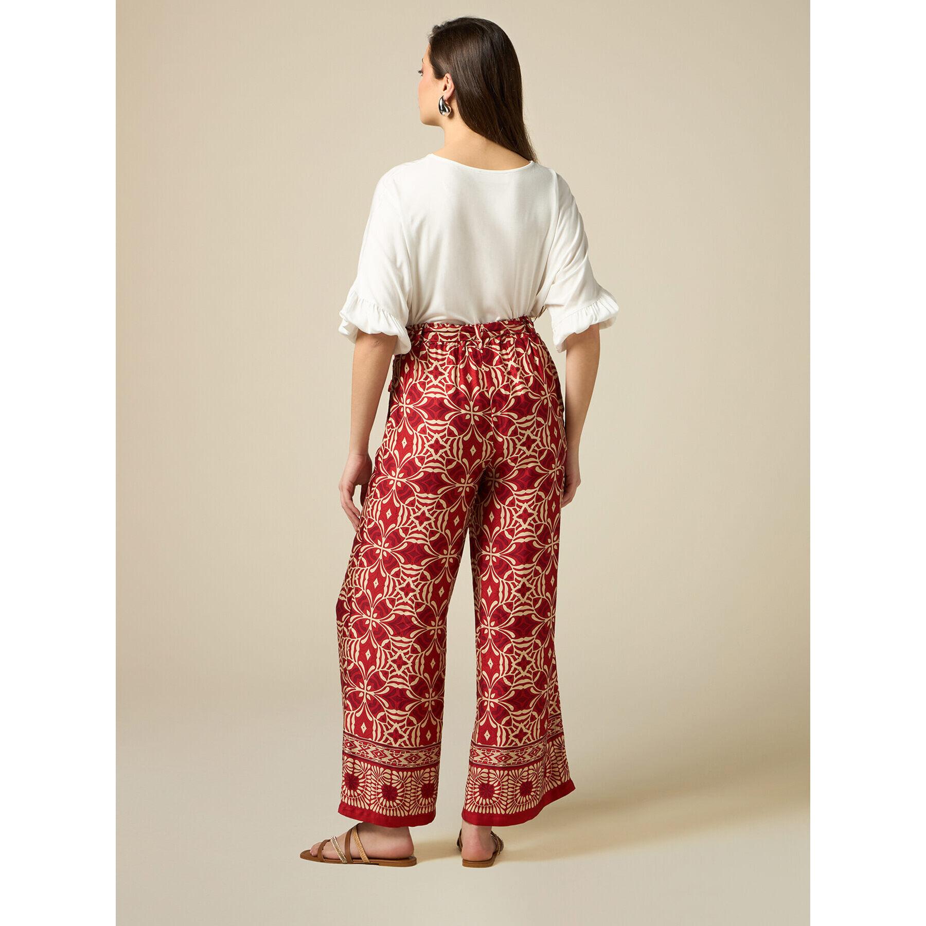 Oltre - Pantalón modelo palazzo de viscosa estampada - Rojo