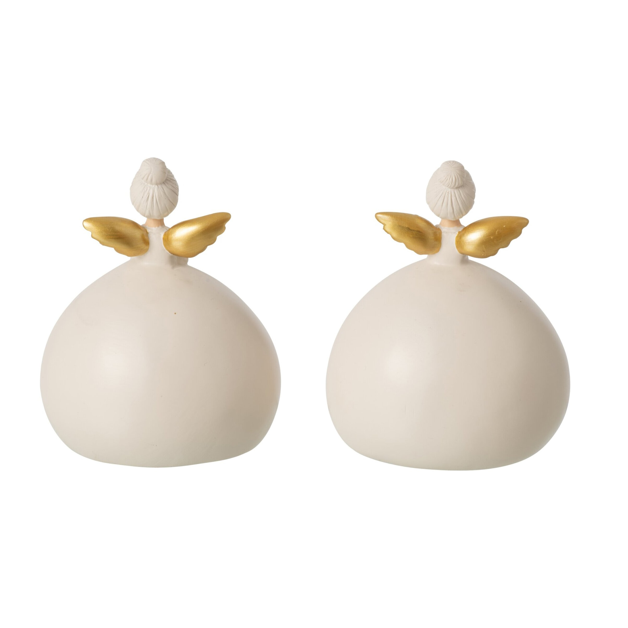 J-Line Ange cœur et étoile - polyrésine - doré/beige clair - large - assortiment de 2
