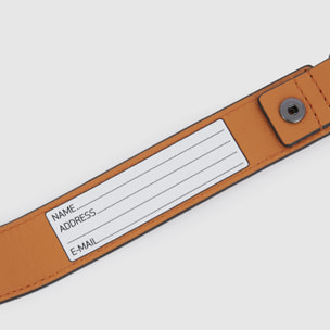 Piquadro Address Tag in pelle con moschettone