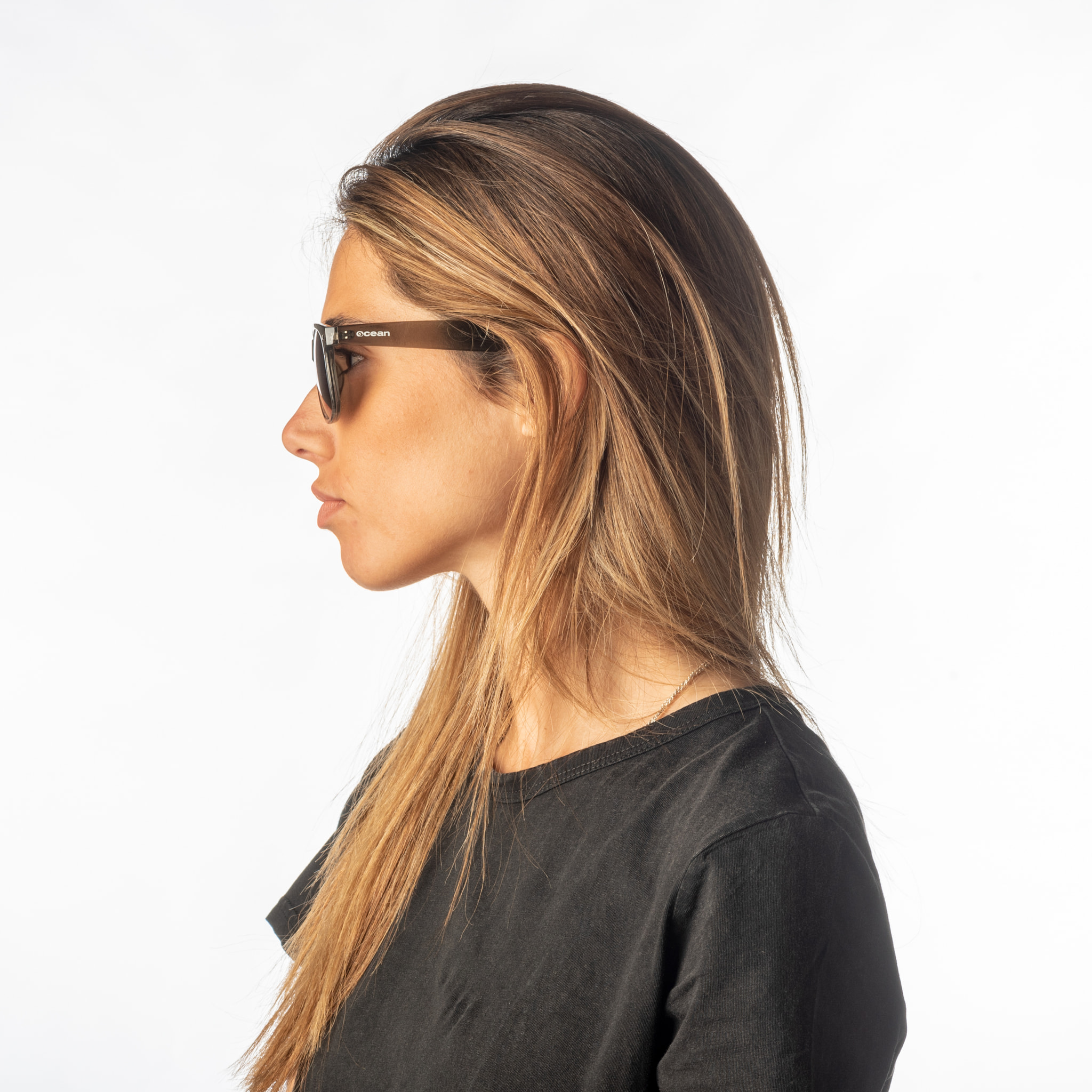 Gafas de sol OCEAN BEACH WAYFARER - Transparente negro / Revo verde