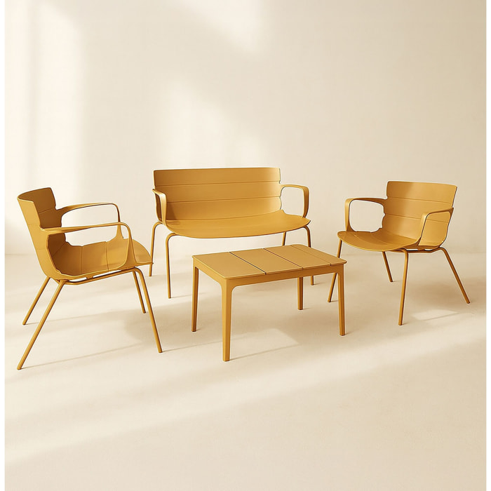Salon de jardin 4 places en polypropylène ocre MONTAUK