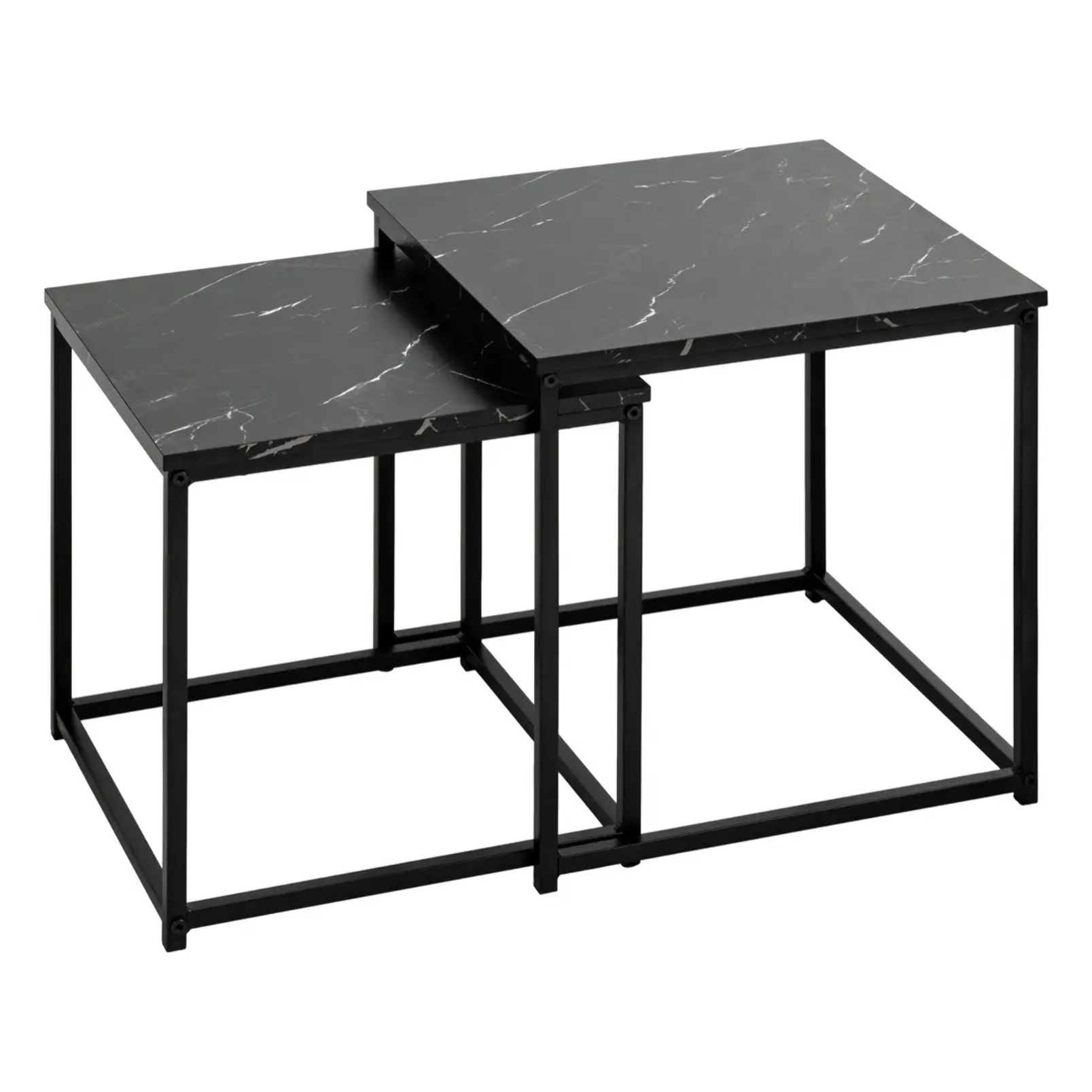 Lot de 2 tables basses Jones effet marbre noir L37/33cm