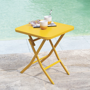 Table d'appoint de jardin carrée "Greensboro" jaune moutarde 40x40cm en acier traité époxy