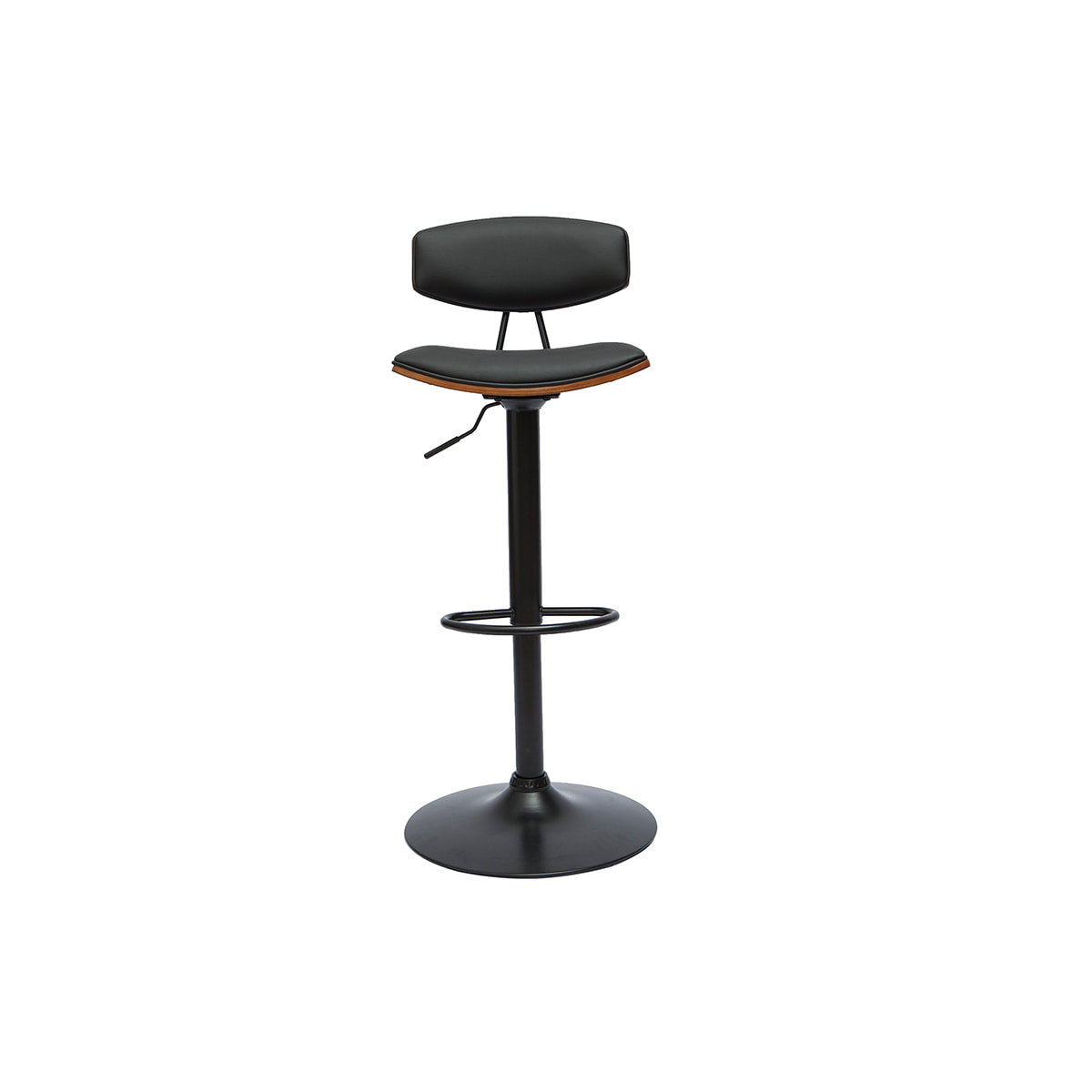 Tabourets de bar design réglables noir et bois foncé (lot de 2) VASCO