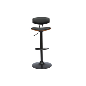 Tabourets de bar design réglables noir et bois foncé (lot de 2) VASCO