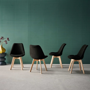 Chaise scandinave bois de hêtre et velours côtelé (lot de 4) NILS
