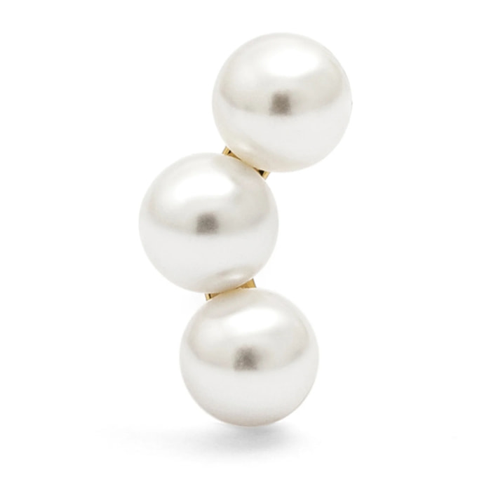 Pendiente Suelto Triple Pearls Baño Oro