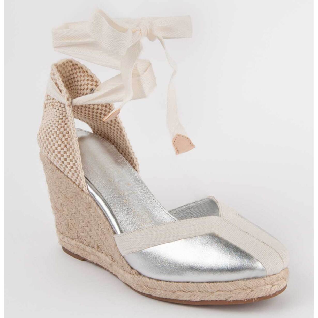 Alpargata De Cuña - Plateado - Altura: 7 Cm