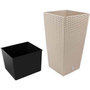 Maceta rato de 11,4 litros con inserto 20 x 20 x 37,6 cm en color mocca