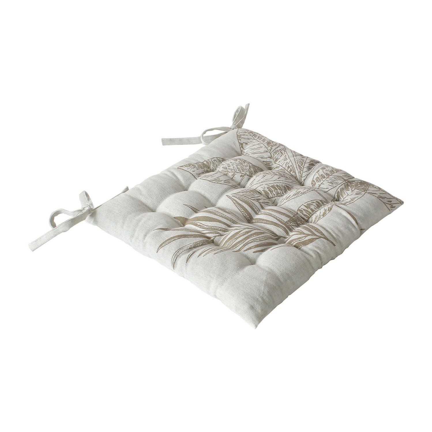 Galette de chaise piquée motif nature - Ecru