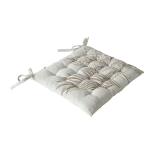 Galette de chaise piquée motif nature - Ecru