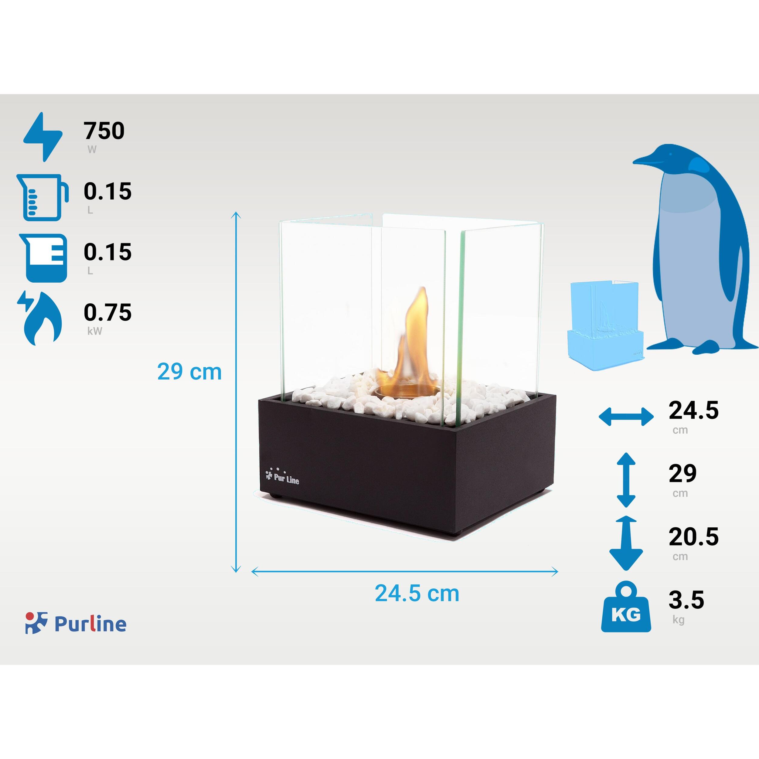 Cheminée éthanol de table en métal noir