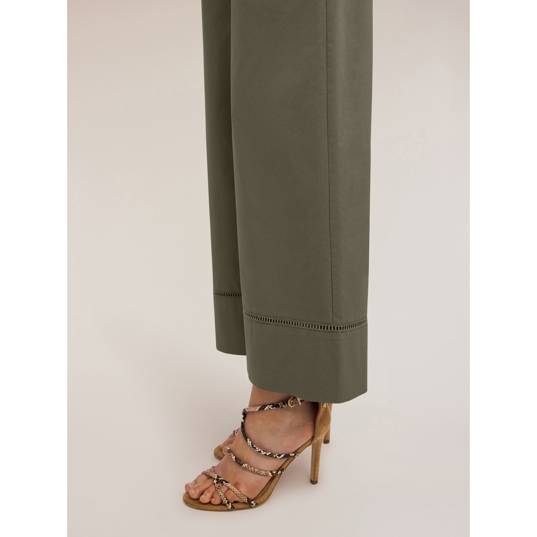 Motivi - Pantaloni wide con dettaglio ajouré - Verde