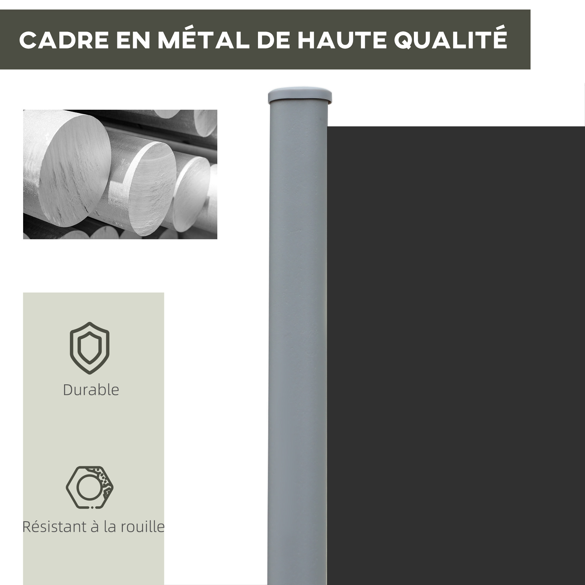Double store latéral brise-vue paravent rétractable dim. 6L x 1,60H m polyester anti-UV haute densité noir