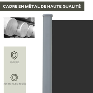 Double store latéral brise-vue paravent rétractable dim. 6L x 1,60H m polyester anti-UV haute densité noir